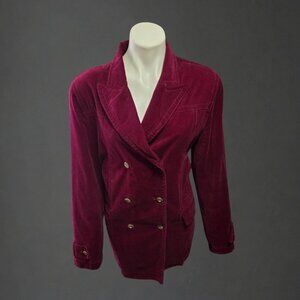 Vintage Emanuel Ungaro Liberte Velvet Blazer – Burgundy – Size 14 / 48 – Rare